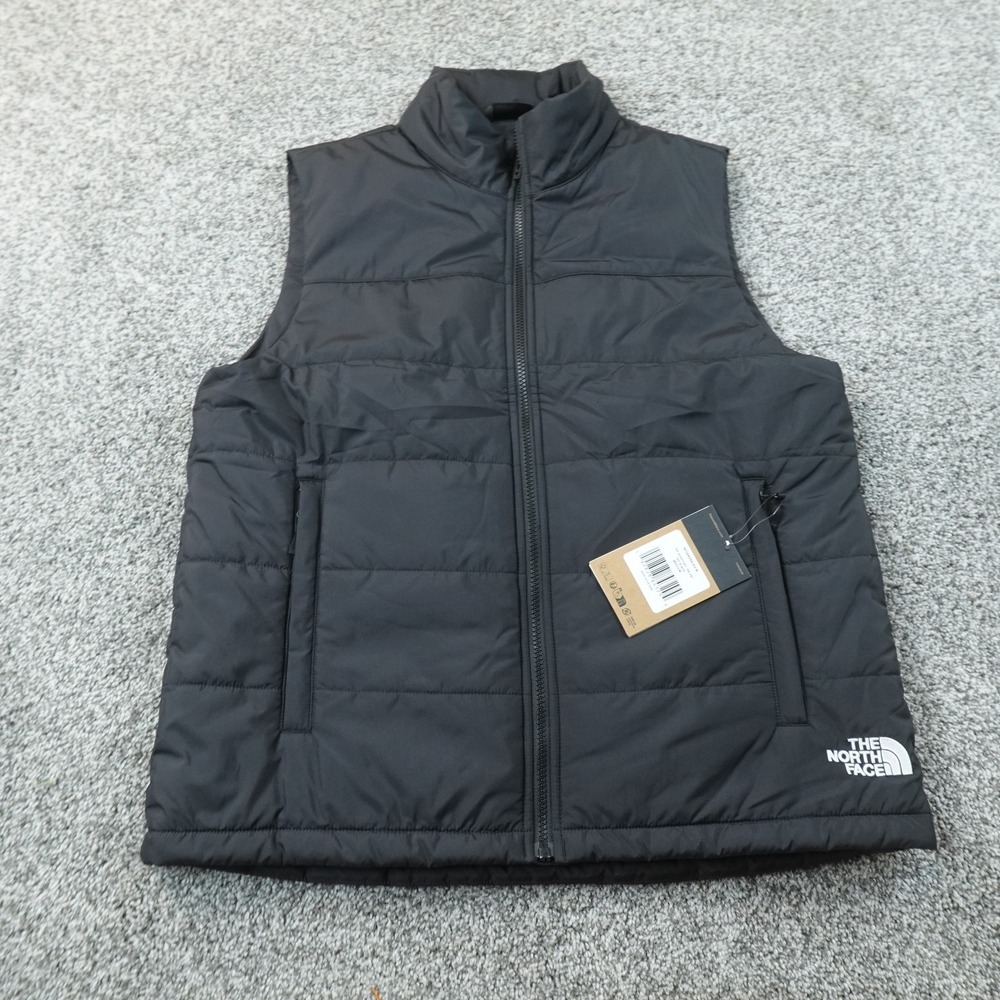 NEW North Face Vest Mens M Black Quilted Insulated Puffer Full Zip Outdoor Hike
